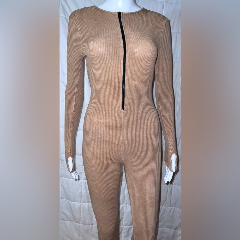 Mineral Wash Jumpsuit - Light Brown
